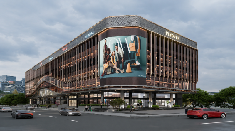 Final 3D architectural design for modern commercial property renovation.